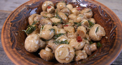 Мариновані печериці в соєвому соусі