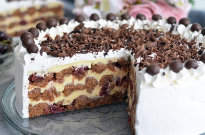 Бісквітний торт з вишнями