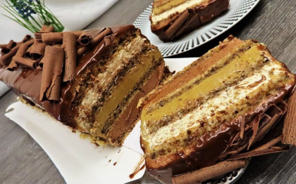 Горіховий торт потрійна насолода
